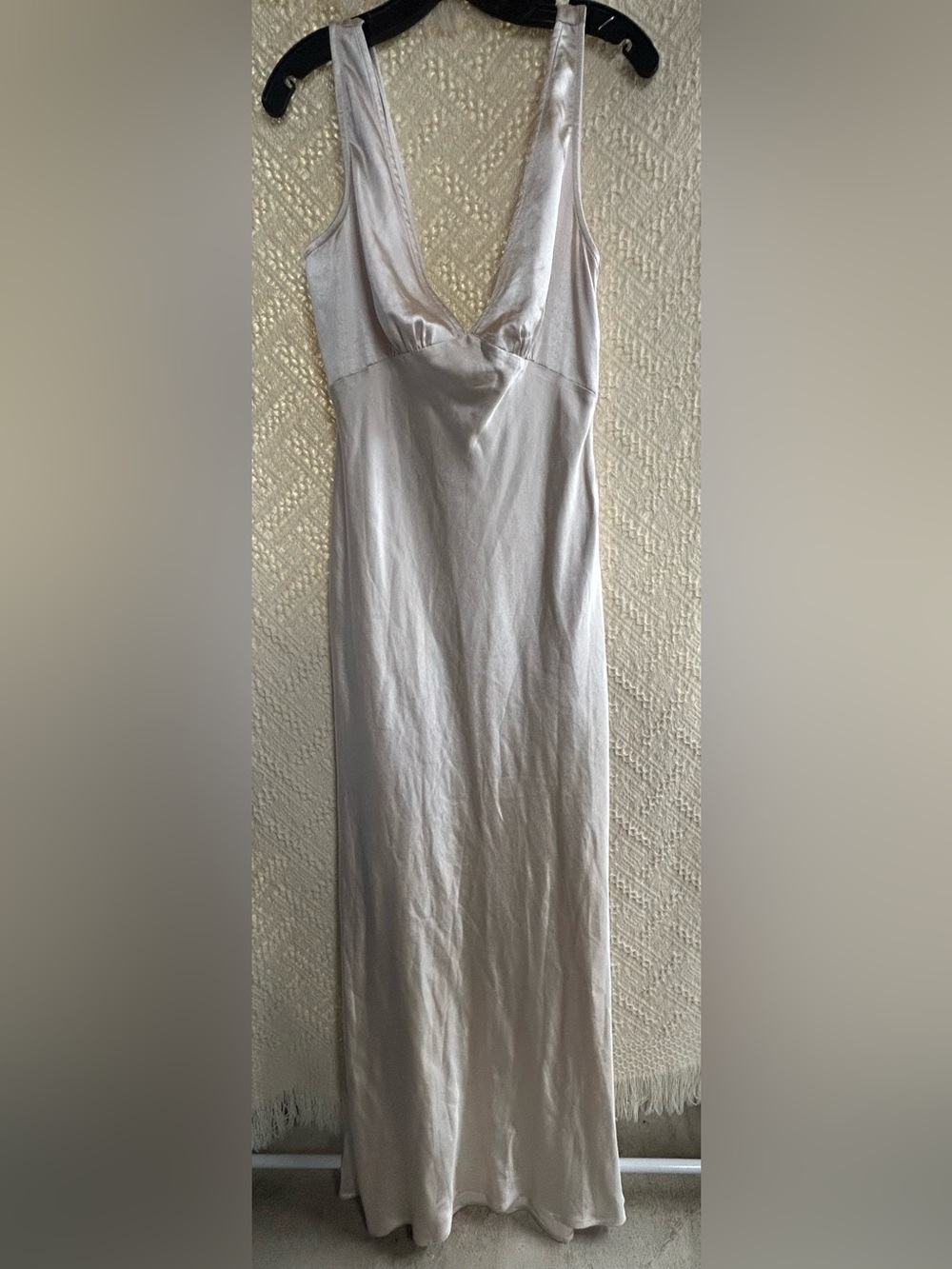 Princess Polly champagne Satin Maxi Slip Dress with Deep V